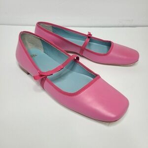 Frances Valentine Jude Pink Leather Mary Jane Ballet Flats Size 10B